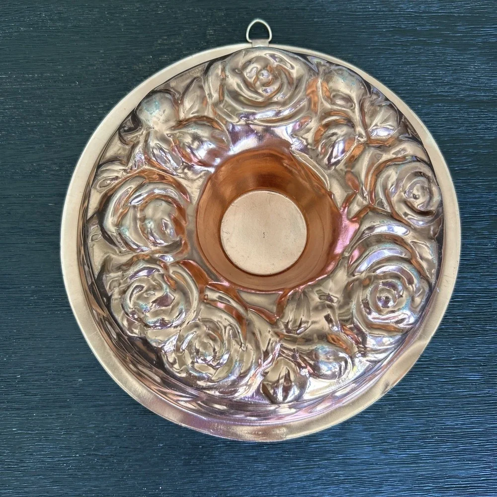 Vintage 1963 Jello Mold Copper Tone Rose Floral Bundt Cake – 5 Cups St. Louis MO